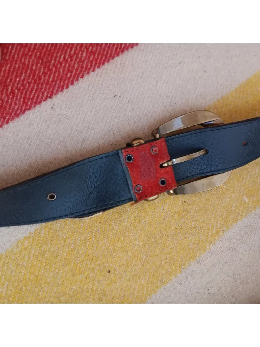 Vintage 1960's Womens Belt Medium Suede Brass Buckle Studded 29-33W USA Rust